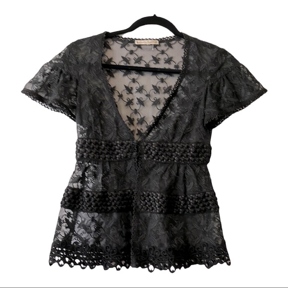 Nanette Lepore Lace Embroidered Sheer Top - Picture 2 of 10